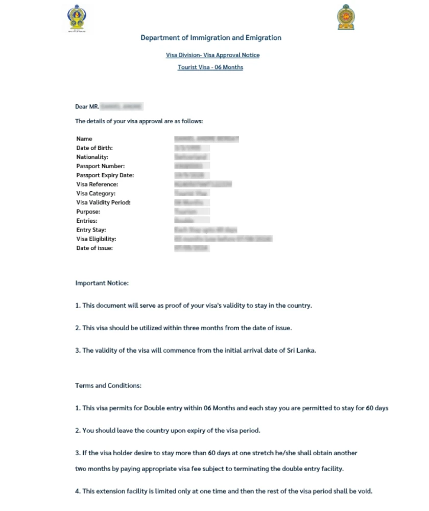 Esempio di una richiesta dell'ETA